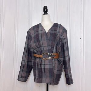 Vintage LIZ MOODY Plaid Wool Blend Blazer – Made in Canada